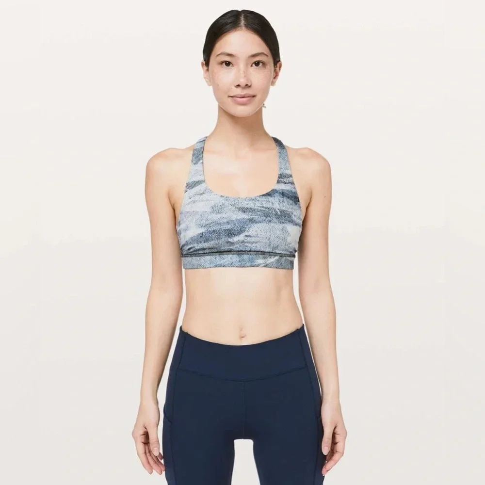 Lululemon Invigorate Bra Mesh Scape Multi /True Navy size 2
